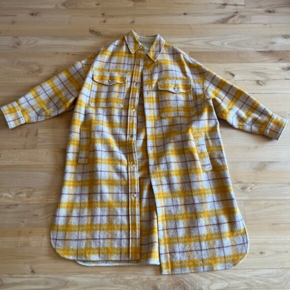 Isabel Marant Etoile "Fontia" yellow long plaid coat - 0SFM - Picture 1 of 9